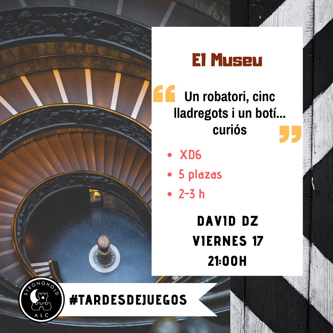 ALC_Stronghold's tweet photo. Partidetes de #rol per aquest divendres a la #tardadejocs!
A les 19:30 "El trol sobre el pont" una partida de "The Witcher" i a les 21h "El Museu" una divertida i estrambòtica partida amb sistema XD6. Us apunteu?
#rol #rolbarcelona #xd6 #thewitcher #elhechicero #juegosderol https://t.co/MmYaYqasEw