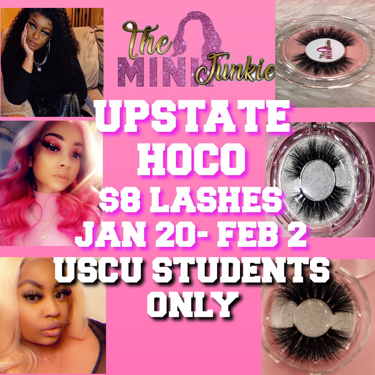 cupofken's tweet photo. 💚USCU💚 Homecoming is approaching and The Mink Junkie has you covered. ALL 3D Mink lashes are $8 (including 25mm) Starting Monday, Jan 20 until Sunday, Feb 2. #uscu #uscu20 #uscu21 #uscu22 #uscu23 #uscuhoco https://t.co/PktDaSjE9r