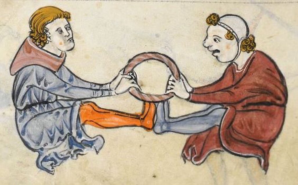 THoccleve's tweet photo. Perhaps they are fyghtyng ouer the last bagele? #BagelDay

(British Library Add MS 62925, f. 69v) https://t.co/Js7za0rNx9