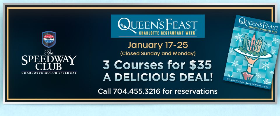 It's that time of year again!📣
Charlotte's Queen Feast starts this week from the 17th - 26th!
Thinking of dinner at The Speedway Club? Make it a date night staycation and book one of our NEWLY renovated guest rooms at a discounted rate!
Call to book your room today
704-979-5600