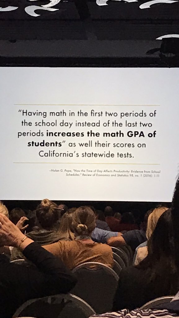 Students perform differently at different times of the day. #danielpink #FETC2020