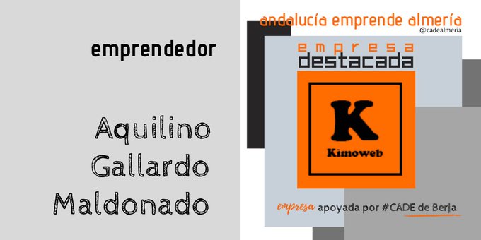 cadealmeria's tweet photo. 🧐🏅🏅Conoce nuestra última empresa destacada:
@Kimoweb1 , apoyada por el #CADEBerja https://t.co/iQJYGyEiiI https://t.co/krvYts9MTi