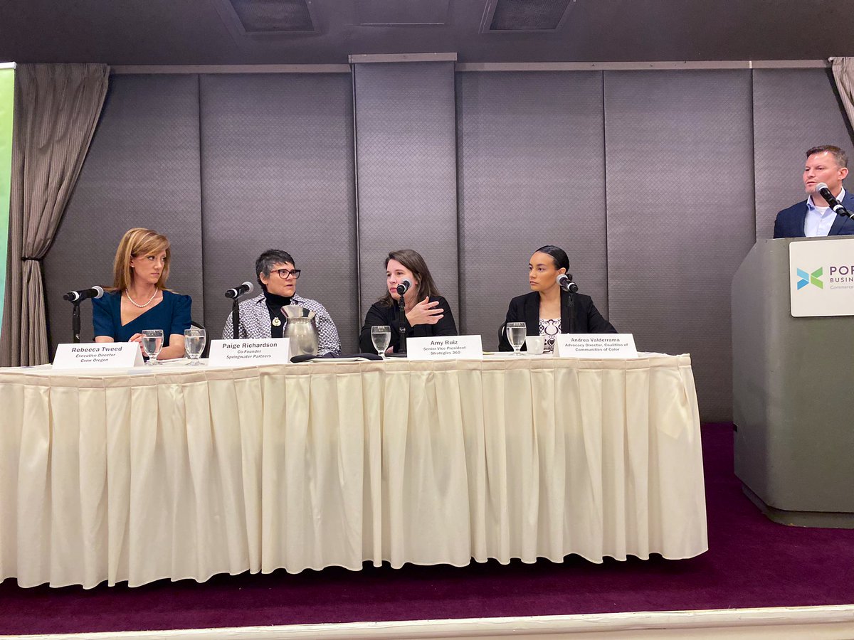 PDX_BizAlliance's tweet photo. Amy Ruiz with @Strategies360 talks about how excited she is to see voter behavior continue to change and engagement go up as more underrepresented communities are engaged with. #pbaevents https://t.co/4Lo3VnOf4y