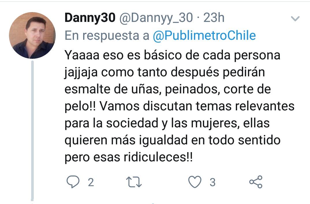 gnomitochico's tweet photo. Si vuelvo a leer a un hombre comentar sobre la gratuidad de productos de higiene menstrual, voy a salir a la calle con un sable a cortar pichulas. https://t.co/PoRSkuSRlx