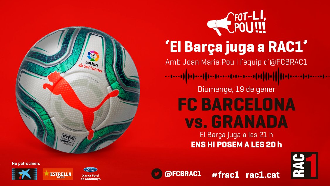 🎟 Sortegem una entrada doble per al BARÇA-Granada! 
👉 Fes un RT si vols veure en directe el debut de Setién. 

📆 Diumenge 19/1 ⏰21h
📍Camp Nou
🍀Sorteig dissabte al #TuDiràs