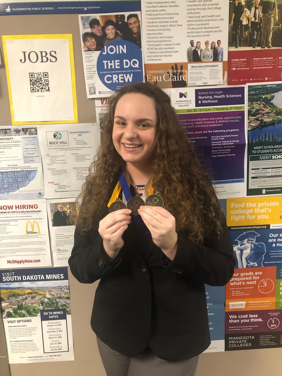 Congratulations to Jacqueline M on taking 1st place in Personal Financial Literacy Role Play at the DECA District 3 Competiton!  Jacqueline was also recognized for having a top test score! #shakopeeschools #shakobiz <a href="/DecaShakopee/">Shakopee DECA</a>