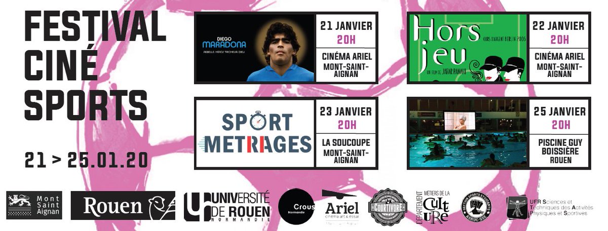 CineSports2020's tweet photo. Du 21 au 25 Janvier 2020, le Festival Ciné-Sports reviendra pour la 5ème édition. Au programme : animations, projections, débats et concours de courts-métrages...
Parmi les invités, nous aurons l'honneur de recevoir @JulienSorez et Christian Bromberger.
Venez nombreux ! https://t.co/Kd3jEdYhoD