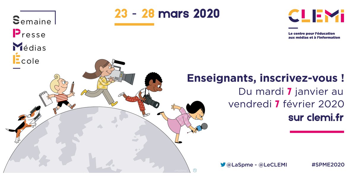 education_gouv's tweet photo. Les inscriptions des écoles et des établissements scolaires pour la 31e Semaine de la presse et des médias dans l'École @LaSpme #SPME2020 sont ouvertes ! 
Le thème de cette édition : "L'information sans frontières" 
👉 https://t.co/NNvEnWf9lJ  🗞💻📺 https://t.co/N7yIGJrnru