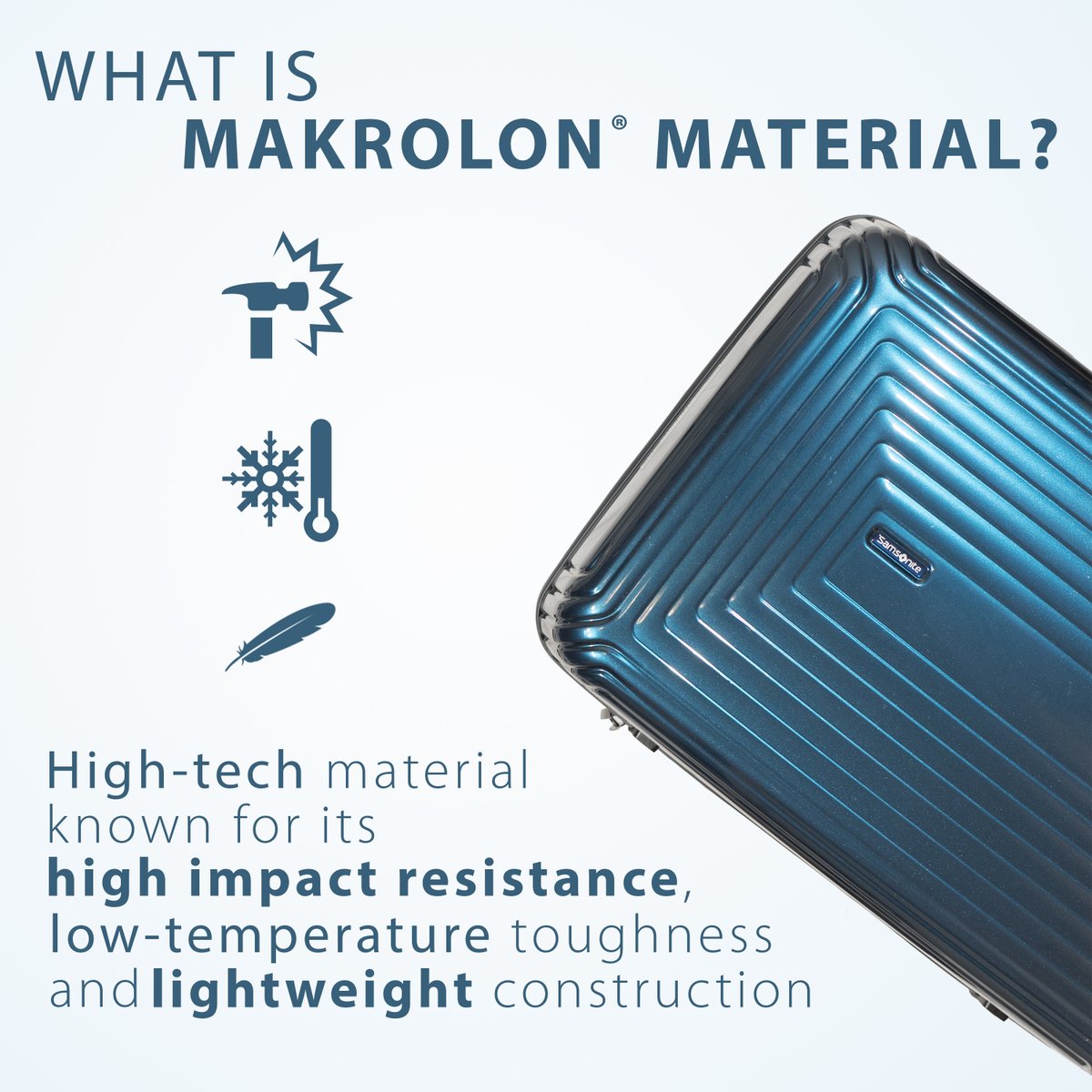 🧳 Certain products, like our Neopulse collection, are made from something called #Makrolon material.

🧬 Its molecular structure is less rigid - meaning it can more-easily bend &amp; flex with changes in temperature &amp; resists breakage.

✈️Which means a better travel product for YOU!