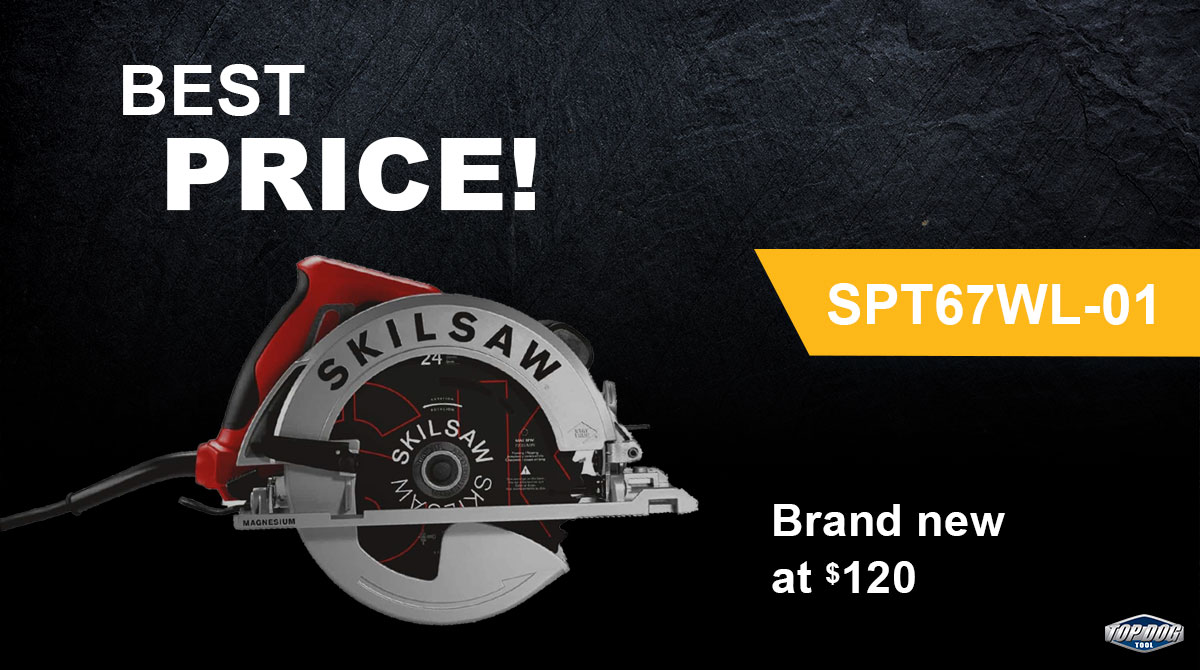 TopDogTool's tweet image. Looking for a new #circularsaw for your work? Brand #new and authentic, the #SKILSAW Lightweight SIDEWINDER™ SPT67WL-01 powers through #tough #wood, is #lightweight, and is made to last! 💪

⬇️Shop now by clicking the link below:⬇️
ow.ly/Swy950xUnTf