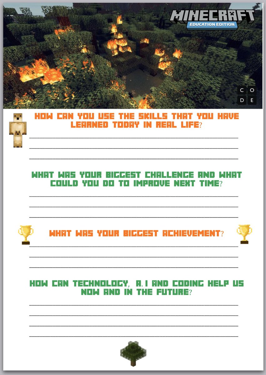 MrsOrrCPS's tweet image. P6 loved this #ComputingScience #STEM lesson today, using @PlayCraftLearn ✨Use code to protect the forest from fire! Great if you’ve been discussing the Australian fires! Thanks @codeorg you inspired me to create my own lesson & resources!😊✨#StrathPGDE #StrathBA #DigiLearnScot