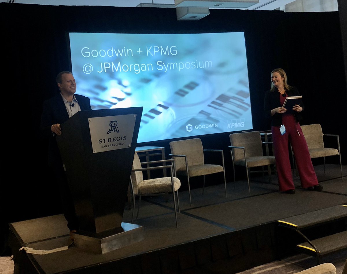 MartinaTopo's tweet photo. .@goodwinlaw Chair of Life Sciences practice group, Mitch Bloom @mitchboomer kicks off our first Annual Symposium at #JPM20 in partnership with @KPMG. https://t.co/PRwAq53qMu