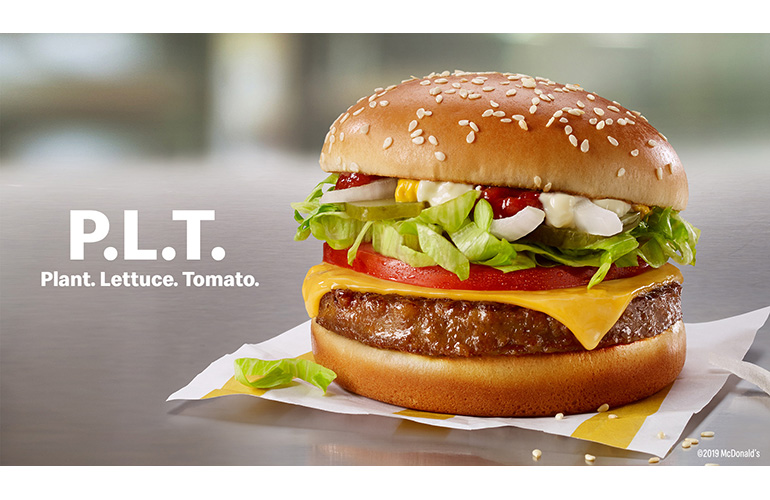 CStoreDecisions's tweet photo. .@McDonalds will test the “P.L.T.” sandwich — plant, lettuce and tomato, featuring @BeyondMeat patties — at 52 southwestern Ontario, Canada, locations for 12 weeks: https://t.co/IckoraZpxI https://t.co/J9BEgoNLRo