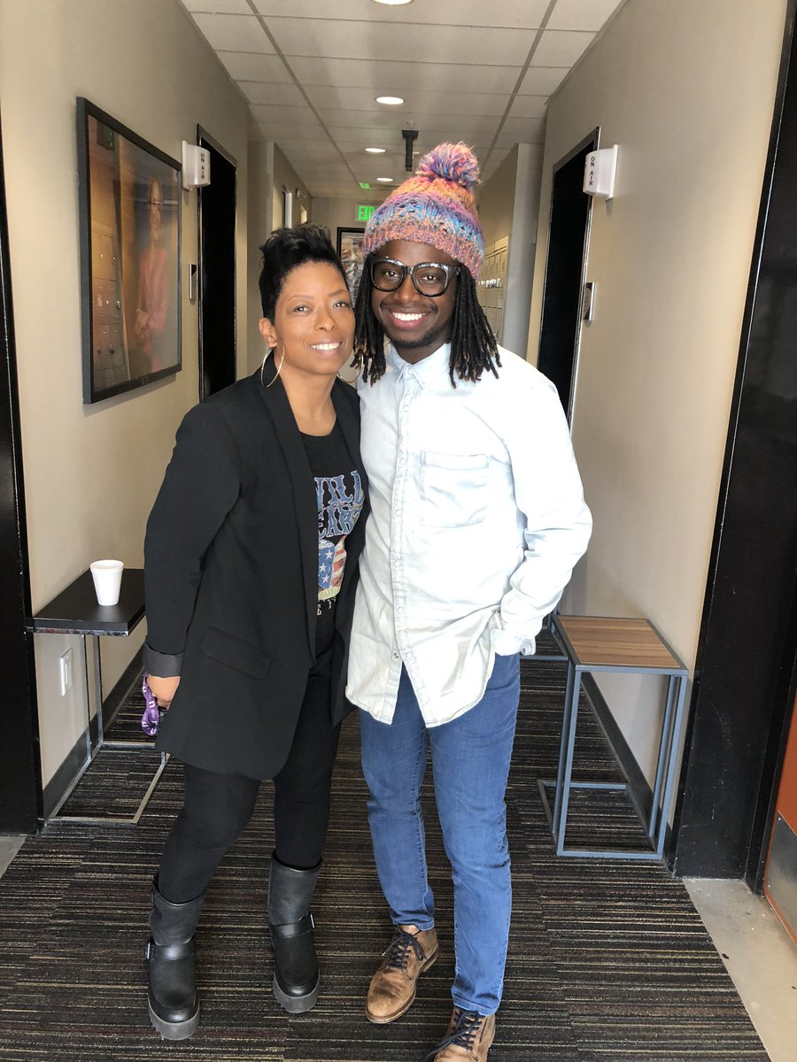 sopmaurette's tweet photo. First in-studio artist guest for the year @mauricegriffin so you know we had to get my famous hallway pic!  Make sure you pick up his new single #proveme wherever music is sold! #sopmaurette #itsmauretteonyourradio https://t.co/34vsaI7MDg