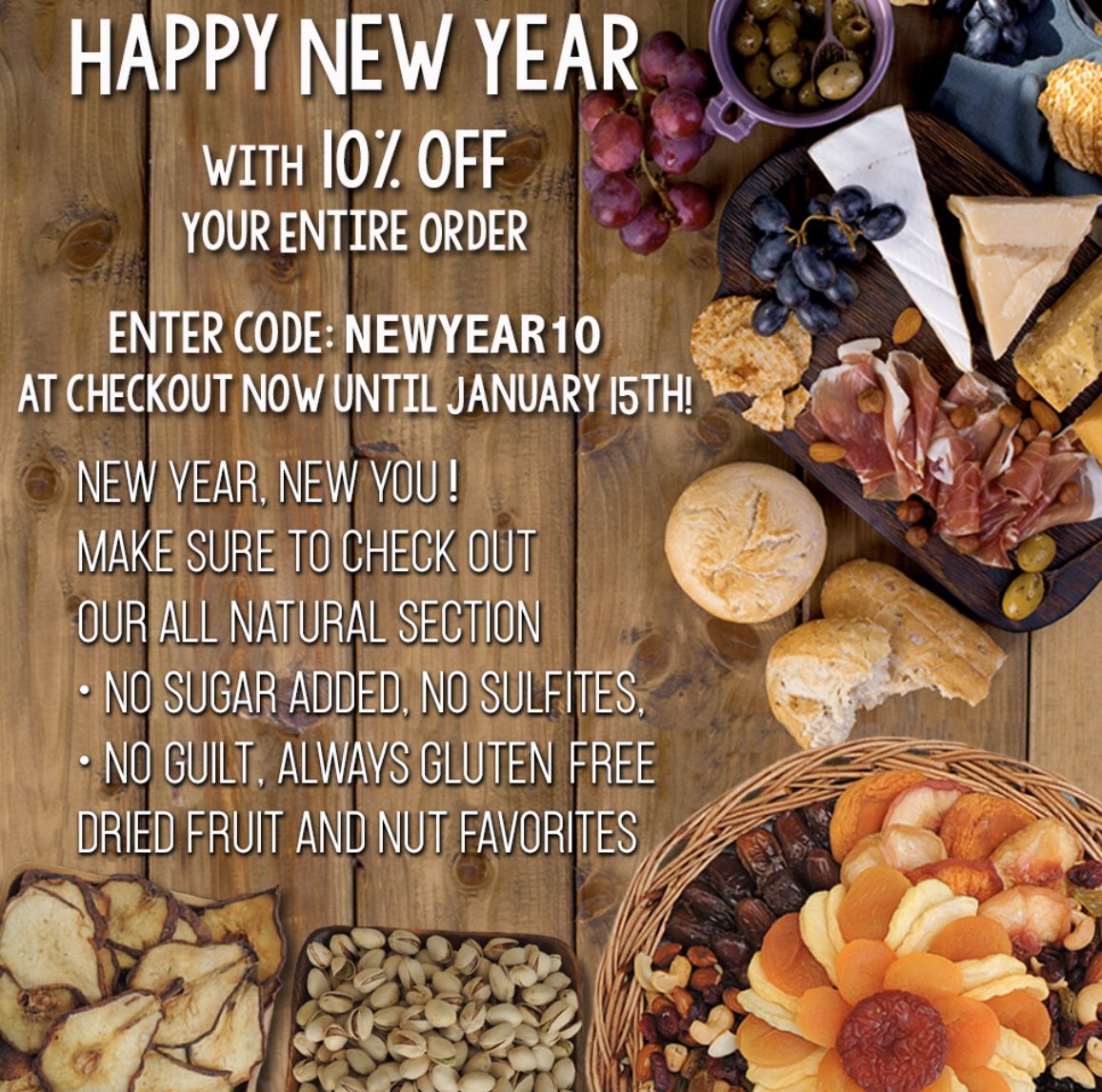 Today is the last day to take advantage of our New Year’s discount code. Receive 10% OFF your entire order online when you use code: NEWYEAR10 in the checkout! #vacavillefruitcompany #driedfruitandnuts #vegansnacks #glutenfree #goodforyou #healthyeating #vacaville