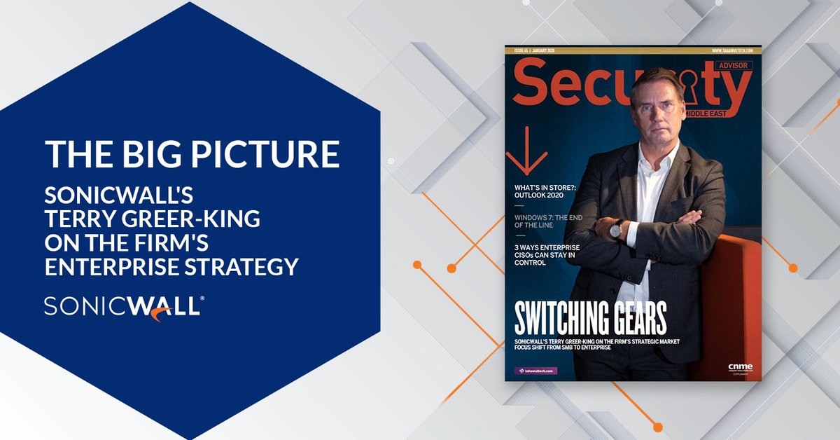 SonicWall's tweet photo. SonicWall's VP for EMEA Sales, Terry Greer-King, sat down with @tahawultech, and shed some light on how SonicWall has become a major #cybersecurity player in the #Enterprise space with a 'direct touch' approach and unrivaled security innovations.  https://t.co/kY9CX3S5ky https://t.co/UvInLW6Jt6
