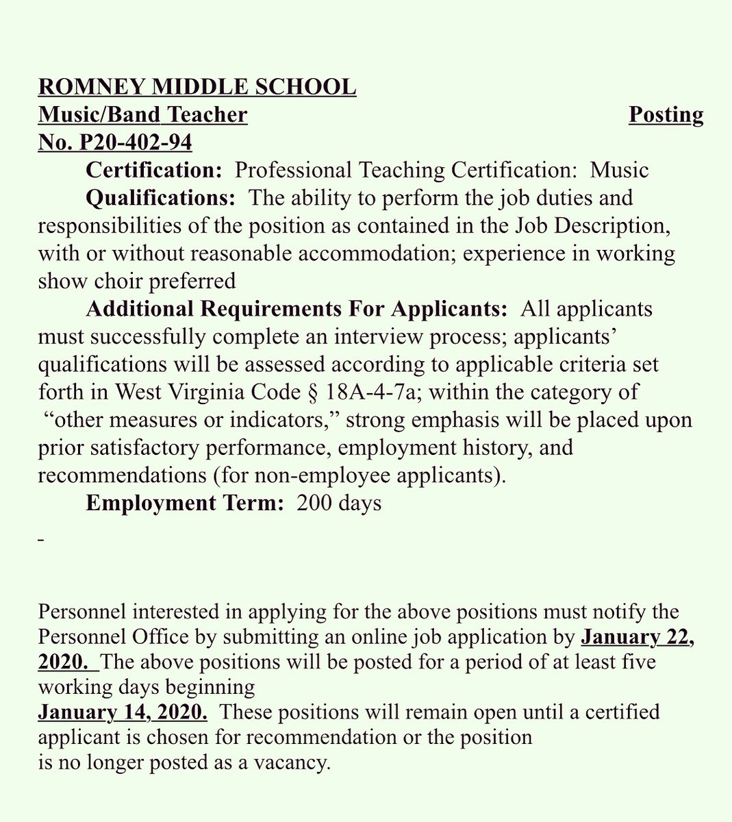 🎼Attention AB Students!!! Job posting!! 
Music/Band Teacher.🎼🎺🎷