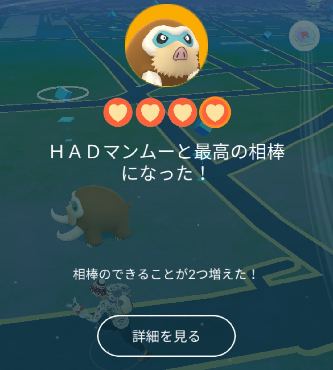 Uzivatel かっちゃん ８ ８gofest横浜 Na Twitteru やっと １００ マンムー と 最高の相棒 になりました あとはフル強化すればレックウザレイドで 相棒ポケモンにすれば２人で倒しやすくなるチャンス ｈｐ２２５００ レイドレベル６ になった場合は３