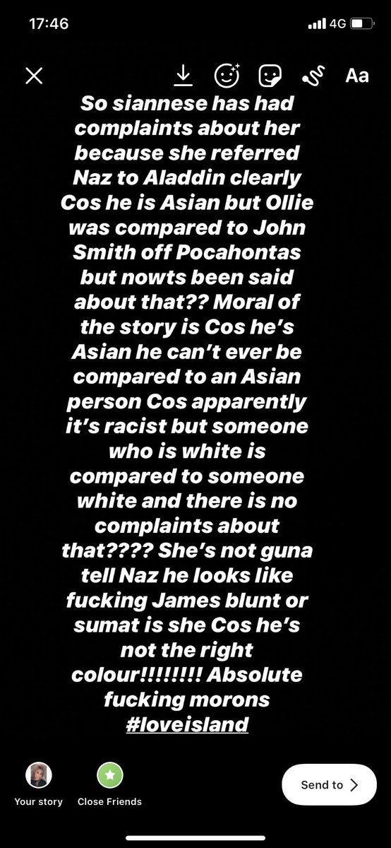 abi_baker1's tweet photo. @LoveIsland #LoveIsland #racistcard #fuckoff #bullshit https://t.co/DE9CMQfksC