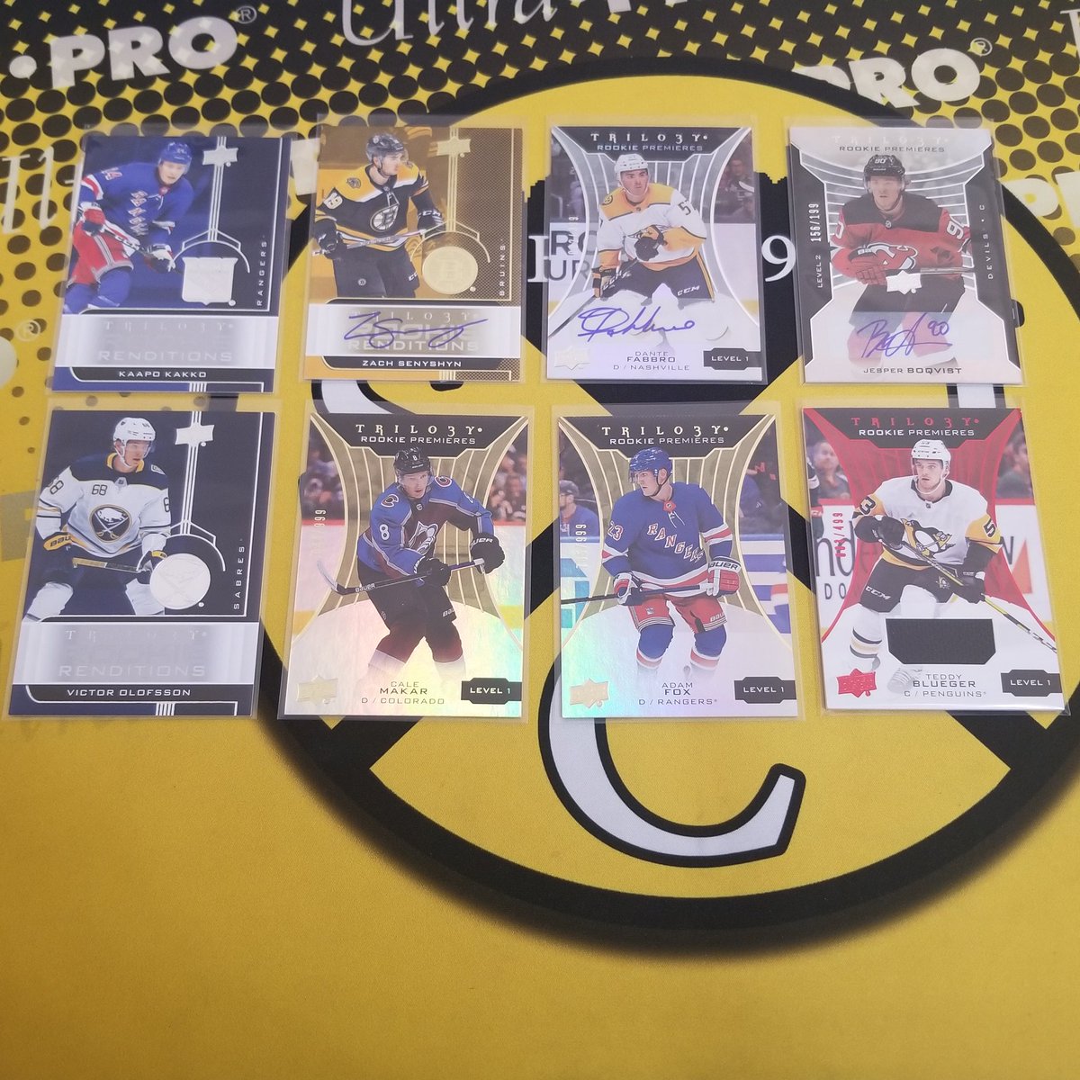 SportsCardJunct's tweet image. One box of 2019-20 @UpperDeckSports @UpperDeckHockey Trilogy....3 Autos! And a Cale Makar RC /999 #CustomerPulls #SupportYourLCS @RbiCru7 @Ballcardxchange @shopmeelypops @MikesStadiumSC