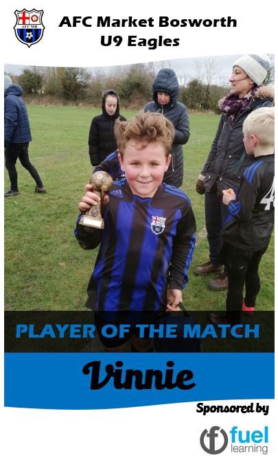 AFCMarketB's tweet photo. MATCH REPORT | 11/01/2020
U9 Eagles
A very windy morning but it was a good performance from the Eagles, Vinnie making some driving runs in difficult conditions and for that picked up Player of the Match.
Well done Vinnie!
π€πβ½οΈπ₯
#COYAFCMB https://t.co/8AilDGTmUX
