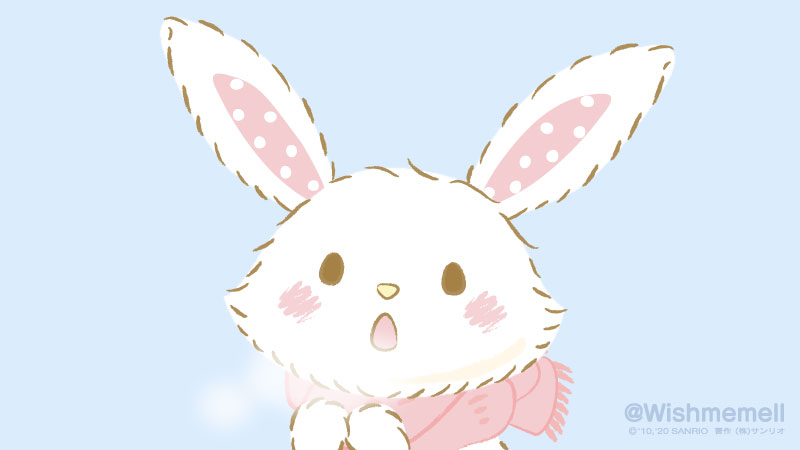 no humans scarf simple background rabbit blue background open mouth blush  illustration images