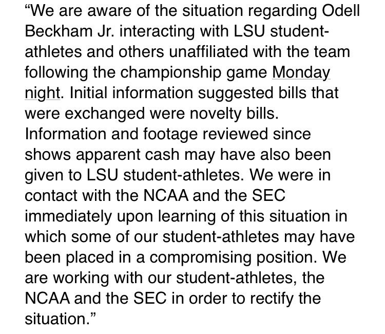 OleMissEvie's tweet photo. Statement from LSU: https://t.co/ZFZ9PtwNSu
