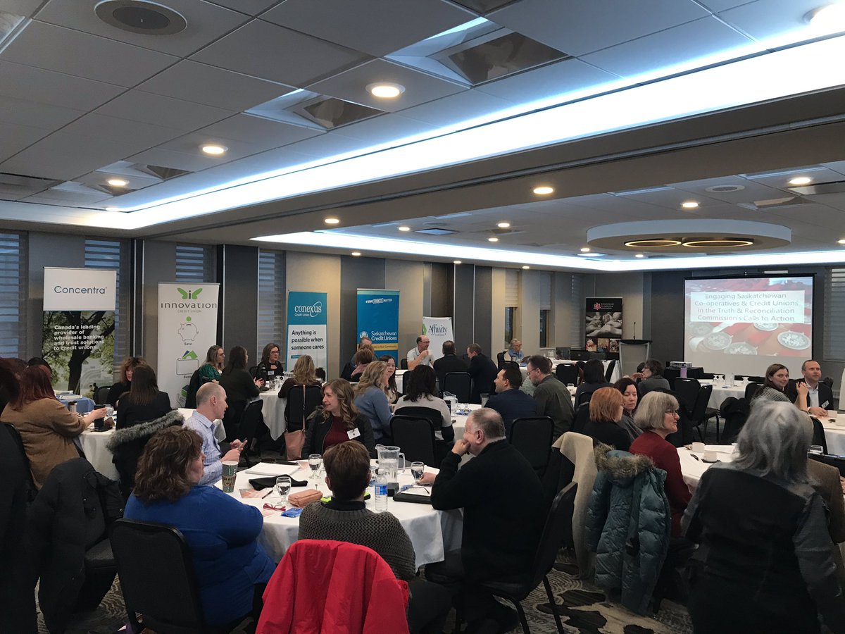 InnovationCU's tweet photo. Proud to have Innovation staff and board members in attendance at the ‘Engaging Saskatchewan Co-operatives and Credit Unions in the Truth and Reconciliation Commission’s Calls to Action’ event in #YQR. #coopworkshop https://t.co/DjuyFEN2oV