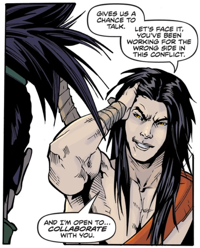 nonspecificp's tweet photo. #Kayn #Zedcomic 
Fixed him. 
Please stop adding more face lines to younger characters. I stg everyone in this comic is Benjamin Button https://t.co/41atRTW0Rw