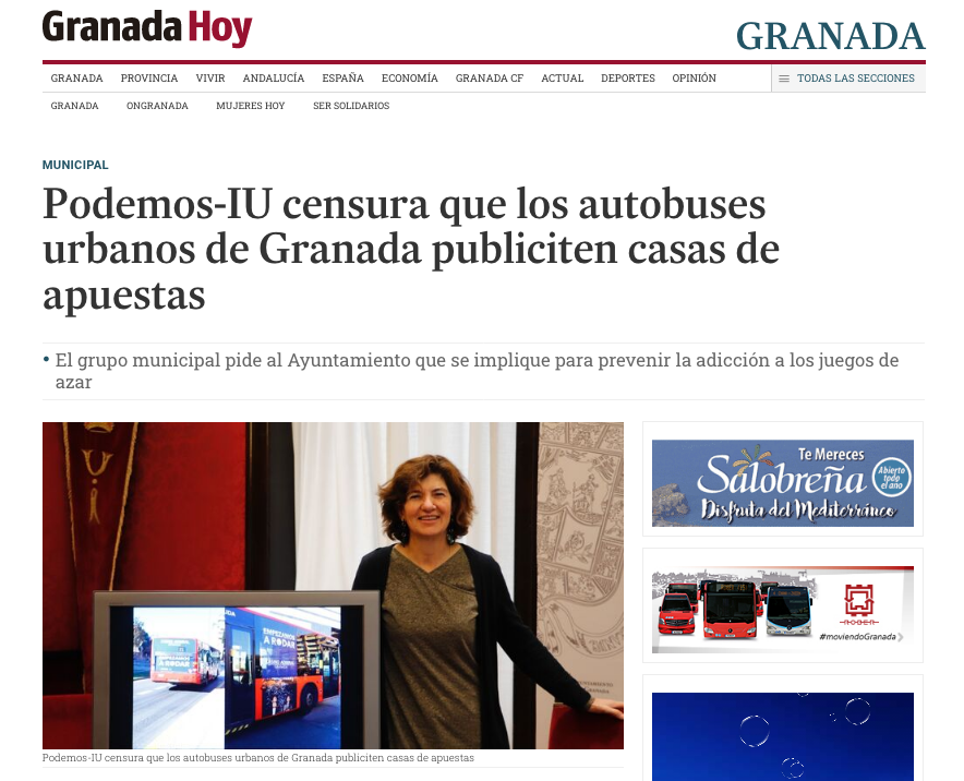 PodemosAlbayzn's tweet photo. RT PodemosGranada "No tiene sentido denunciar el peligro de las adicciones y permitir al mismo tiempo que una de ellas se fomente desde un servicio público.
Muy acertada la protesta de PodemosIUGrana y de nuestra concejala Elisa_Cabrerizo
Vía gran… https://t.co/9HmAgcwcnr"