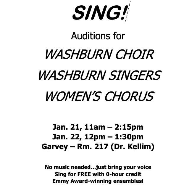 WUInvolved's tweet photo. AUDITIONS! Come one! Come all! For more information please contact Dr. Kevin Kellim. https://t.co/PQyusDUSCV