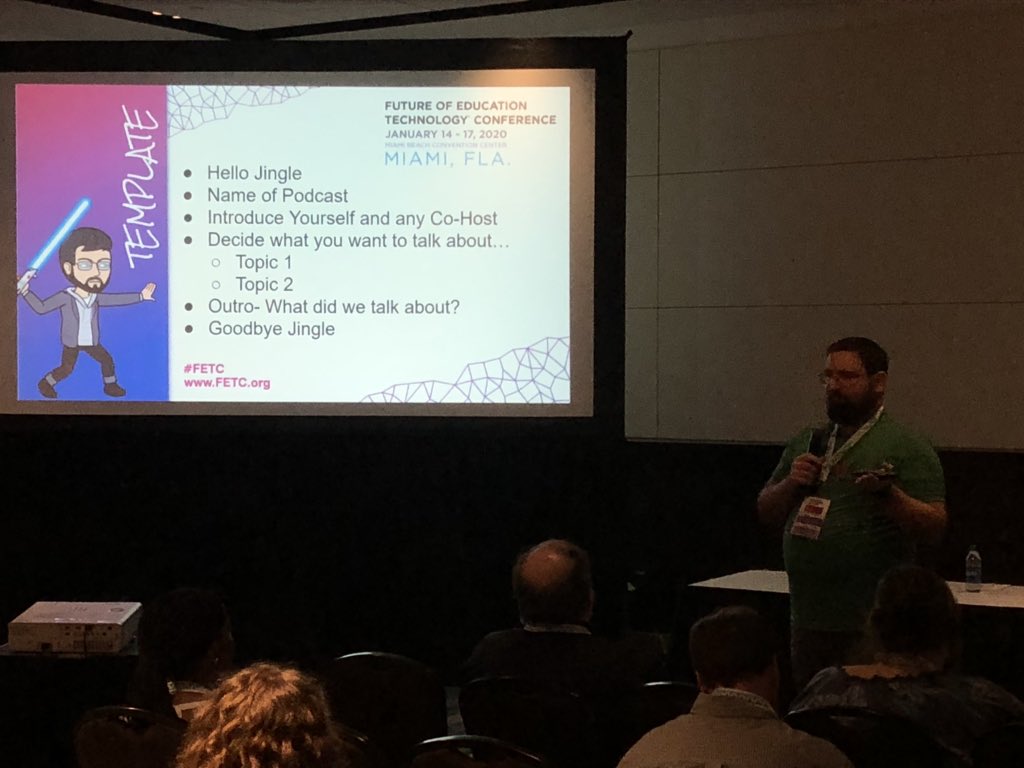 Watching <a href="/JoshRayburnKY/">Dr. Josh Rayburn</a> giving a little lesson on #podcasting! #FETC2020 <a href="/fcpsoit/">FCPS Inst Tech</a> <a href="/FCPSKY/">Fayette County Public Schools</a>