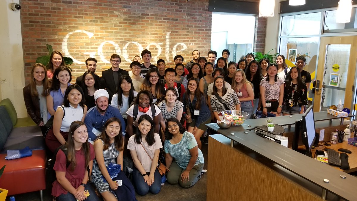 Our 2019 summer researchers posed for a photo during a field trip tour of the Google Pittsburgh office