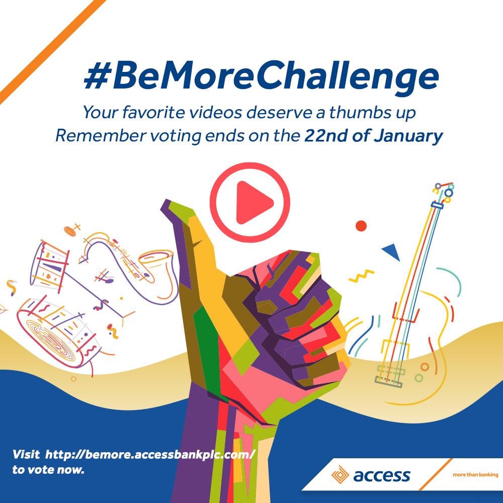 myaccessbank's tweet photo. Voting for the #bemorechallenge is still on up until the 22nd of January.
Do not forget to put in your votes for your fave entries, so you can get them to top 5 🙌 https://t.co/eE8E74JB3b