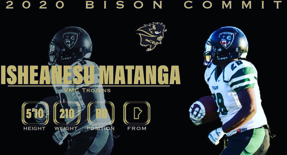 MBBisons's tweet photo. 🚨 Signing Alert 🚨
Bison football is excited to announce the commitment of former @VMCTrojansFball RB @MatangaIshe!
Ishe was a force for Team Manitoba’s U18 team the past 2 years where he was named a Canada Cup All-Star.
Welcome to the Herd Ishe!
#2020Bison #weareallbisons https://t.co/DzhR3Yx8LH