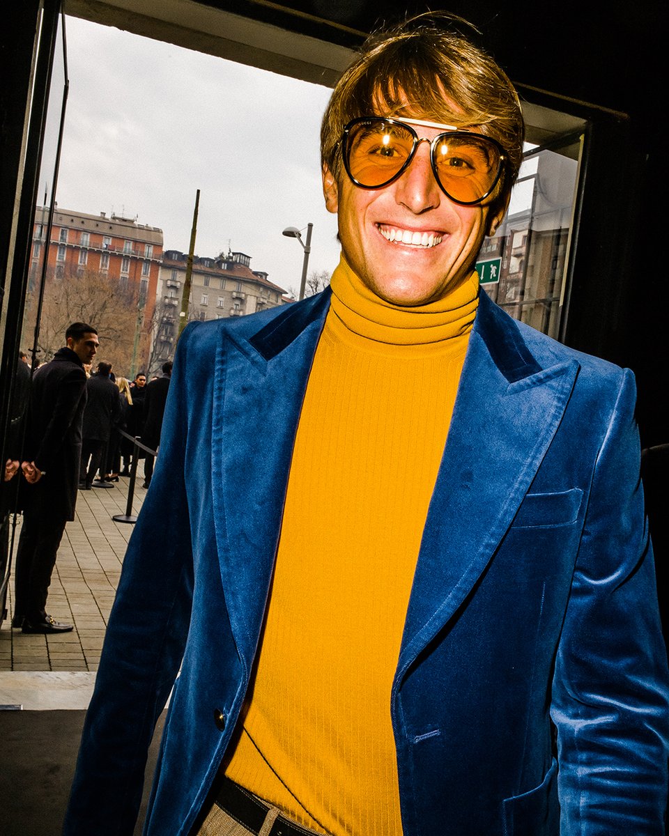 gucci's tweet photo. #Kai—from K-pop groups @weareoneEXO and @superm—and professional surfer #LeonardoFioravanti attending the #GucciFW20 show by #AlessandroMichele. Watch the show https://t.co/J2UxshtZ1j. #mfw https://t.co/XPfxfCpkdl