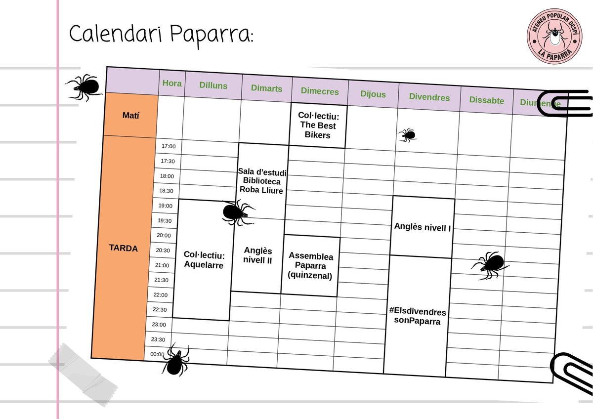 Tens alguna idea que et ronda i no tens local on fer-la?
Tens inquietuds i n'estàs segura que no ets la única a #SantJoanDespi?
Farta d'assemblees als bars?

Acosta't a #LaPaparra de #SantJoanDespi i exposa'ns la teva idea, per peregrina que sigui, et sorprendràs! 😆