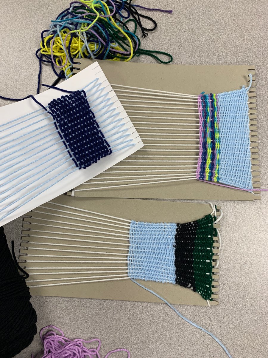 MsHolbert's tweet photo. Working on a project inspired by Navajo weavings. The room is quiet, I guess the students @SpringLeadAcad  enjoy it quite a bit #sisdpva https://t.co/LFbyJERU9F