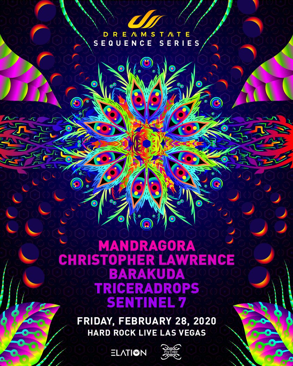 Get ready for a psychedelic night with Mandragora @DJCLawrence, Barakuda, <a href="/Triceradrops/">Triceradrops</a> and <a href="/Sentinel7Music/">Sentinel 7</a> Friday February 28th at the Hard Rock Live Las Vegas! Lasers provided by I Want Lasers 👽🎶#PsyTrance #TranceFamily #DreamstateUSA

sequencevegas.eventbrite.com