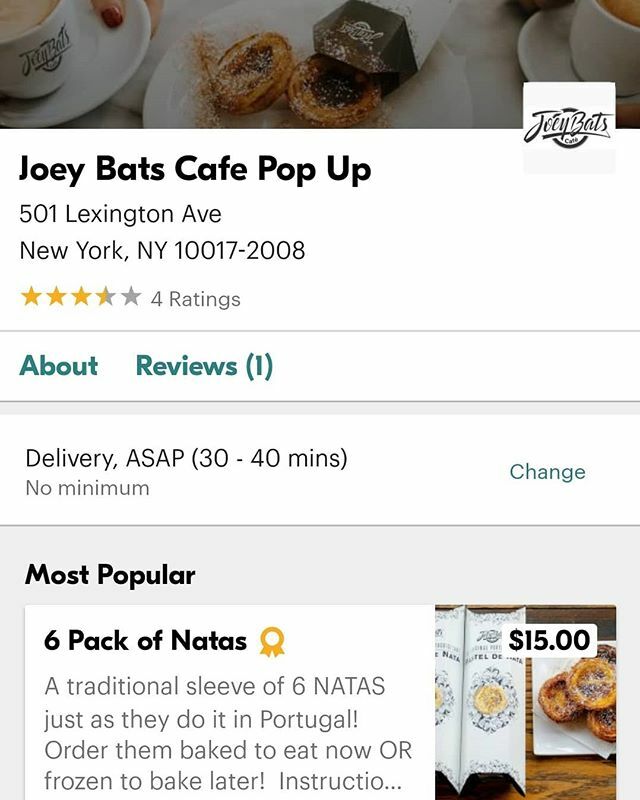 JoeyBatsCafe's tweet photo. Have some Fresh Natas delivered to your office today!! Midtown delivery now available everyday on Grubhub and Seamless!

#joeybatscafe #joeysnatas #grubhub #seamless #nyc #pasteisdenata #portugal🇵🇹 https://t.co/hDK4kMyJZq https://t.co/5qPYT5wsos