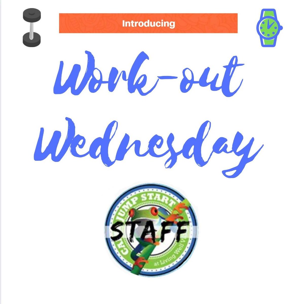 CampJumpStart's tweet photo. The Living Well Village is adding Workout Wednesday to our schedule this year! Group exercise is an easy way to feel good and bond with others around you. Join in the FUN and engage in group fitness today! 🤗 https://t.co/IwrzstpAOA