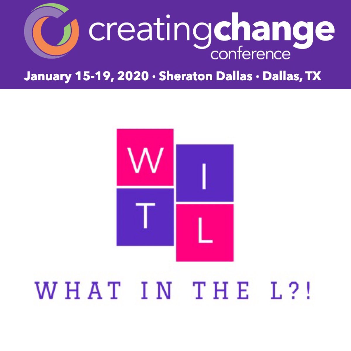 WhatInTheL1's tweet photo. We’ve made it! We are excited to share space and ideas with so many like minded folx. Join us for our sessions on Friday and Saturday. #cc20 #creatingchange2020 #whatinthel #allthingslesbian https://t.co/OnIYIkIDGW