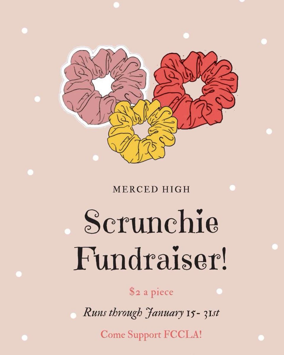 Support Merced High FCCLA by buying SCRUNCHIES from our members and officers!