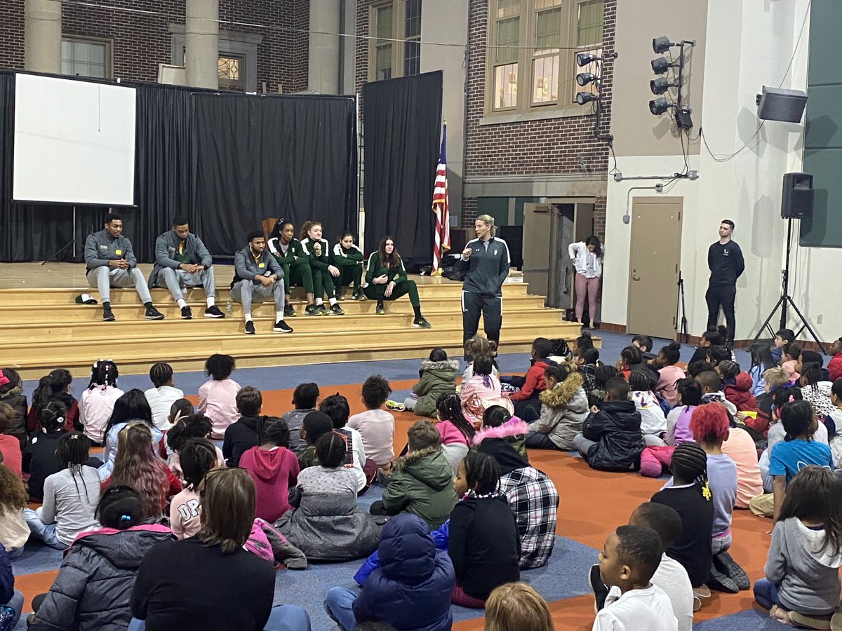Thank you to the Siena Men's &amp; Women's Basketball players for coming to school yesterday! They answered questions our students had about college and athletics in preparation for our field trip tomorrow to the @sienawomenshoop game. <a href="/SienaMBB/">Siena Basketball</a> <a href="/SienaSaints/">Siena Saints</a>