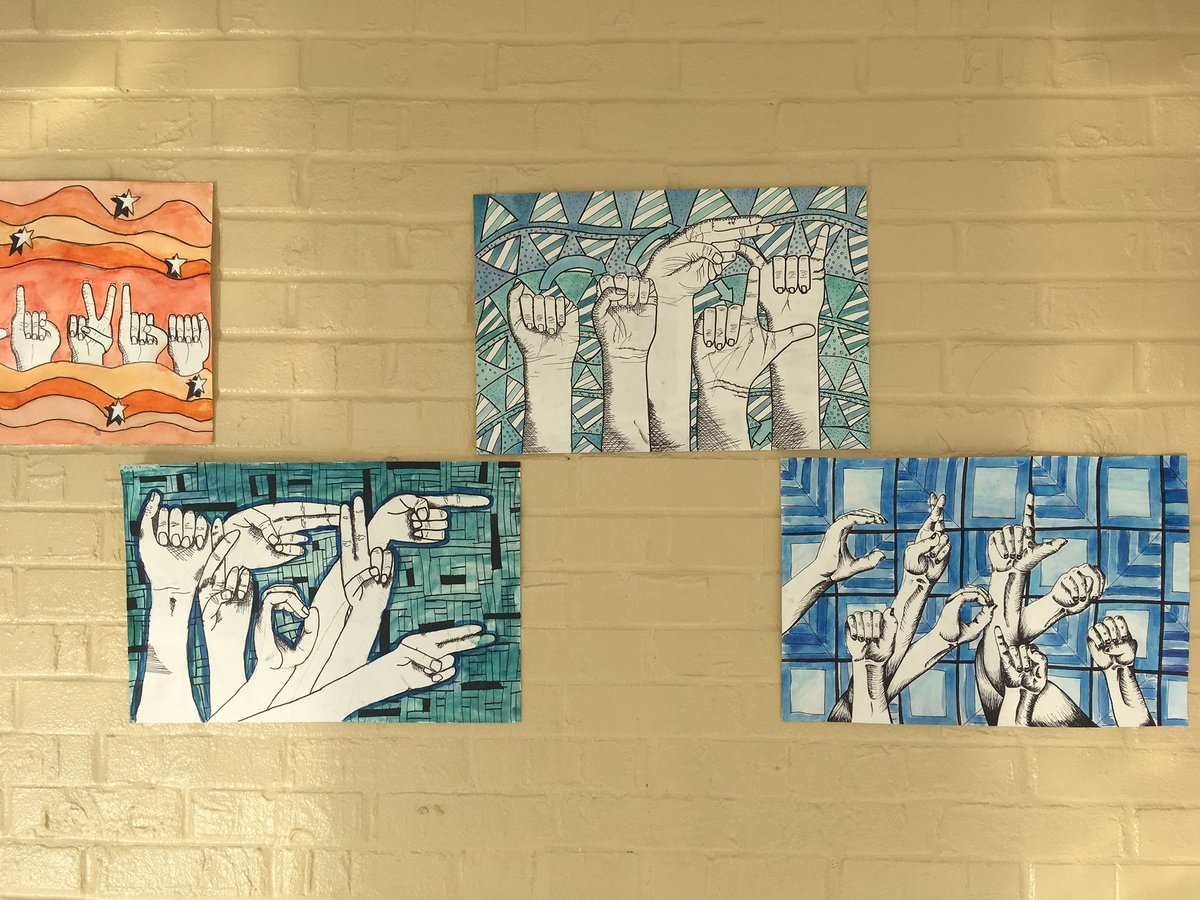 NathansonTed's tweet photo. Recent examples of our 8th grade ASL hand drawings https://t.co/r8IAKi0YGX