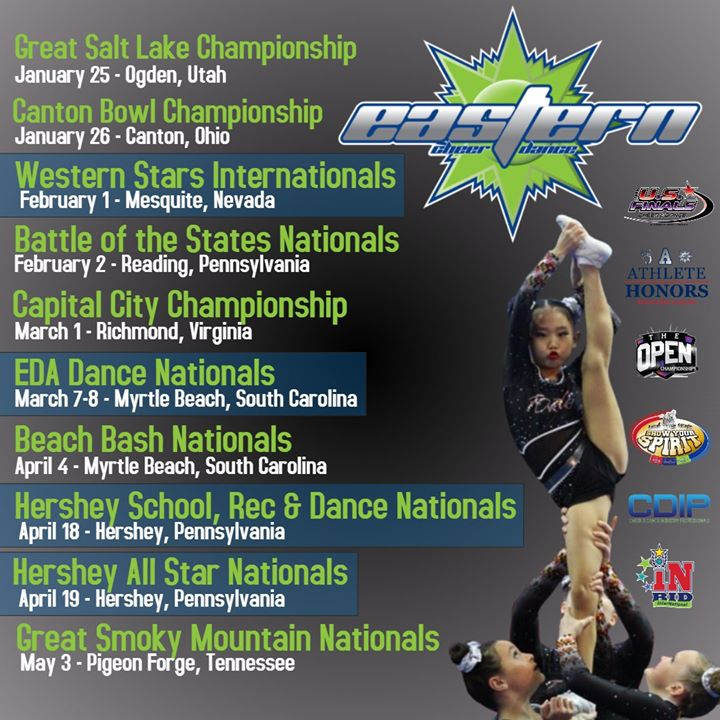 open_champs's tweet photo. MARK YOUR CALENDARS! @EasternChrDnc event dates are HERE. #ECAEDA #2020thevisionisclear #cheer #dance #USASF #allstar #school #rec #openchampionshipseries https://t.co/1atZB9DpG4