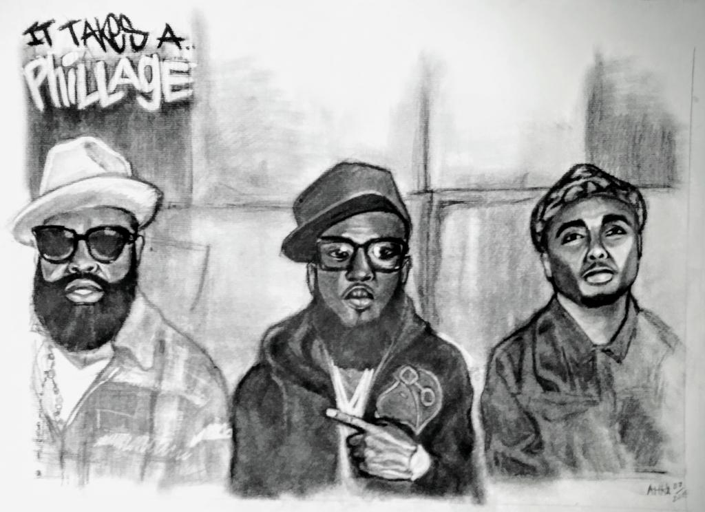 AhHaArt1's tweet photo. My sketch of 3 of Philly's nicest emcees. @blackthought @Phillyfreezer & @shawnsmithstory
#DrawingWhileBlack
#PhillyArtists
#artistsontwitter
#PhillyHipHop
#ItTakesAPhillage
#FamilyArtMoney https://t.co/htrGlI52hm