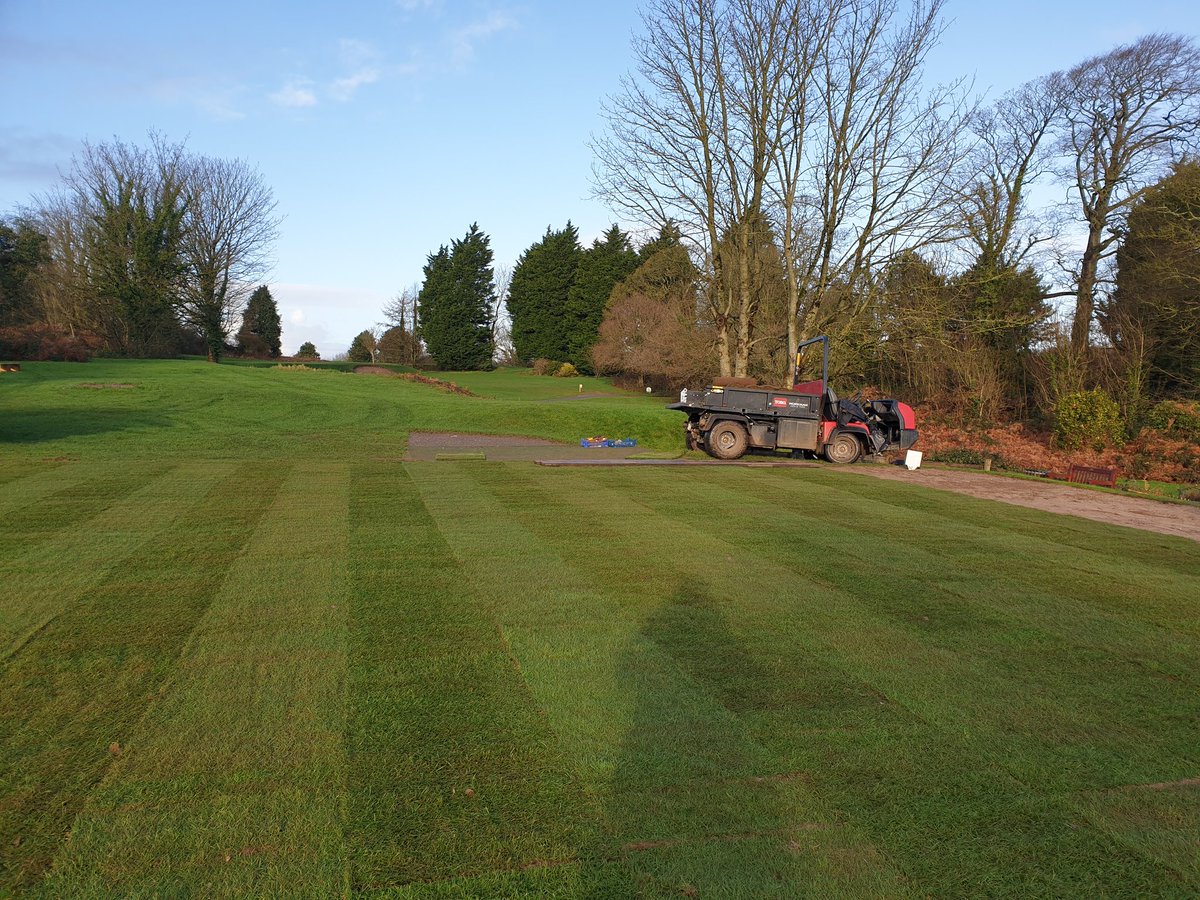 Yesterday's rain might have stopped play but it didn't stop the team getting the turf down today. <a href="/Inscapesonline/">Inscapes</a> 
#teamworkmakesthedreamwork <a href="/WenvoeCastle_GC/">WenvoeCastleGolfClub</a>