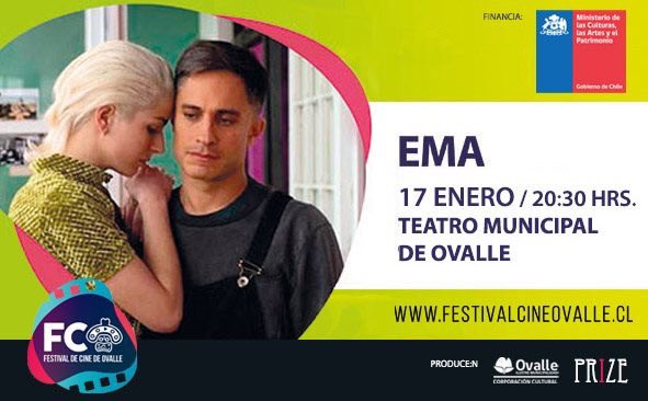 🎬 Este viernes 17 de enero a las 19:30 hrs. exhibimos el largometraje "EMA" de Pablo Larraín. <a href="/Fabula_prod/">Fabula</a> <a href="/GaelGarciaB/">Gael García Bernal</a> <a href="/mdigirolamoa/">Mariana di Girolamo</a> 

Entrada liberada.
#16FCO #Ovalle

Retiro de entradas en: 
ccmo.cl/trainers/
