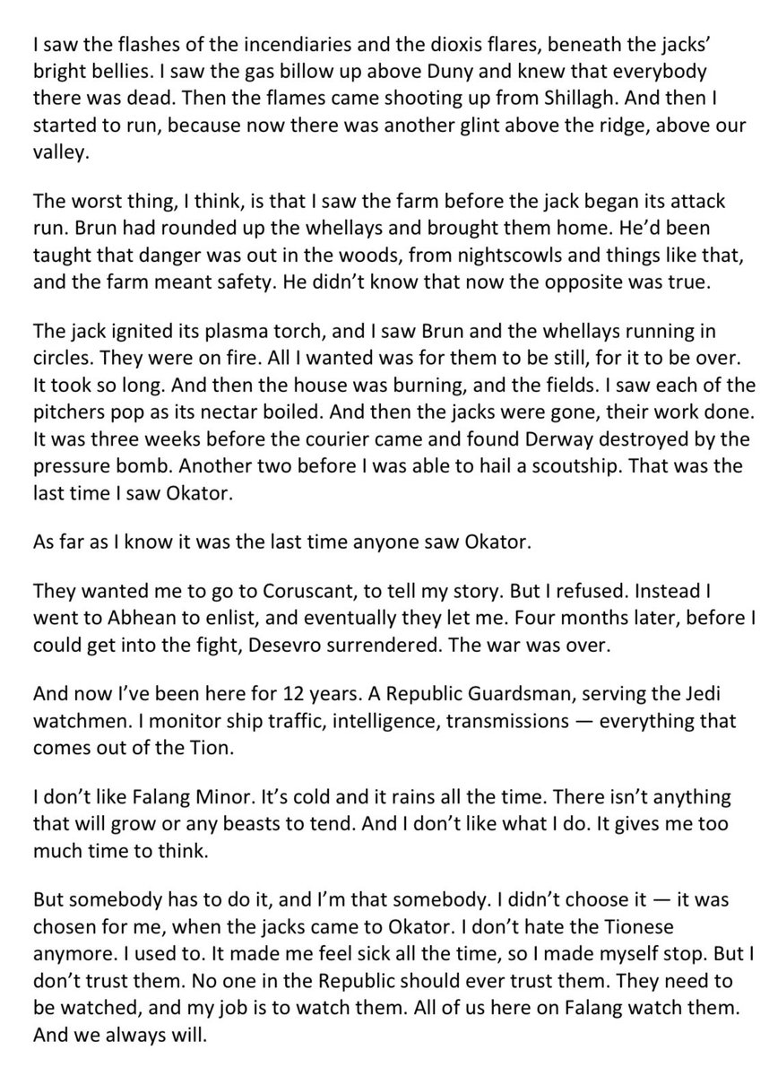 24,000 BBY - “The Watchman’s Tale”. Back to “The Essential Guide To Warfare”, well almost. This short story is from  @jasoncfry   http://starwars.com  blog sharing material that didn’t make it into the final book. https://www.starwars.com/news/the-...